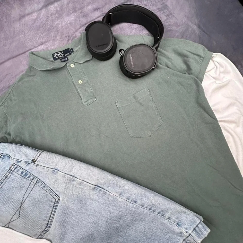 Polo Ralph Lauren Green‎ Pocket Polo Shirt Vintage Preppy Tee